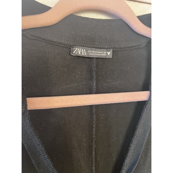 EUC Zara Womens Sleeveless Stretch V-Neck Shirt Collared Black Mini Dress Size M - Picture 3 of 4